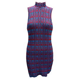 Ärmelloses Mini-Kleid aus Baumwollstrick Jil Sander blau / rot