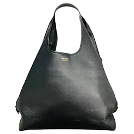 Hobo-Tasche aus genarbtem Leder in Schwarz / Gold mit Reißverschlussdetails von Tom Ford
