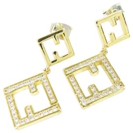 Fendi FF Ohrringe mit Strass in Gold