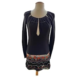 Abito Chloé in seta con strass e pizzo nero