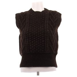 Bottega Veneta Top a coste marrone in lana