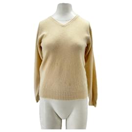 Cremefarbener V-Ausschnitt-Pullover aus Kaschmir - Autre Marque