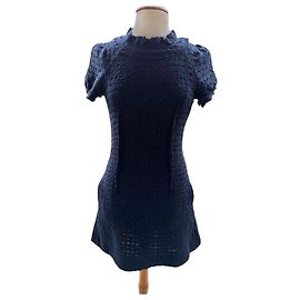 Abito Nina Ricci Blu Navy in Lana e Seta Taglia 36