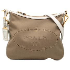 Borsa a tracolla Prada Beige Canvas Canapa Logo