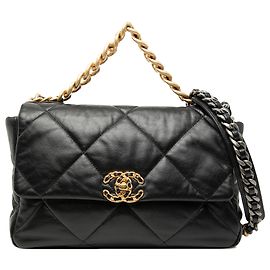 Chanel Schwarz Große Lammleder 19 Klappe