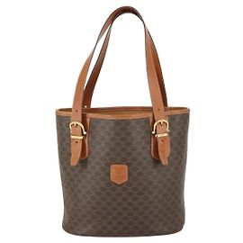 Céline Celine Vintage Macadam Tote Tasche aus Canvas und Leder