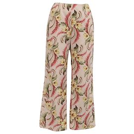 Oscar De La Renta Blumenmuster Weite Hose aus mehrfarbigem Leinen