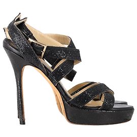 Sandali con piattaforma glitterati Jimmy Choo Vamp in pelle nera