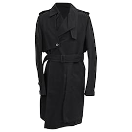 Belted Trenchcoat von Rick Owens aus schwarzer Baumwolle