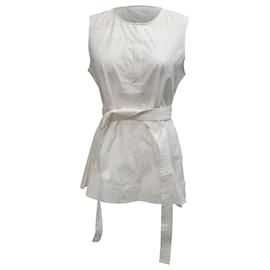 Blusa sin mangas con cinturón Theory en algodón blanco