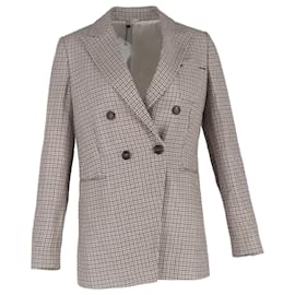 Beige Woll-Doppelreiher mit Hahnentrittmuster von Brunello Cucinelli