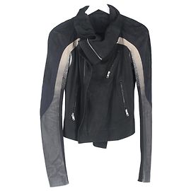 Veste de motard cropped à panneaux Eliel en cuir noir de Rick Owens