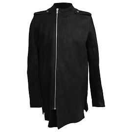 Rick Owens asymmetrische Lederjacke mit Reißverschluss in Schwarz