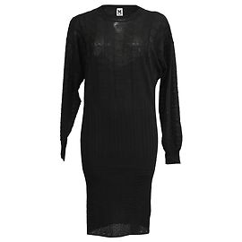 Abito midi in viscosa nera lavorato a maglia con scollo rotondo Missoni