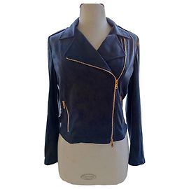 Emilio Pucci Jacke in Blau mit Goldakzenten Wildlederoptik
