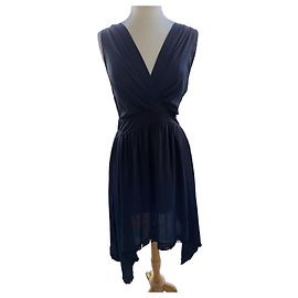 Vestido asimétrico negro de viscosa Elisabetta Franchi