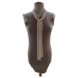 Vestido de punto Fendi de cachemira y seda beige crema