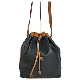 Borsa a secchiello / a spalla vintage Courreges nera e marrone