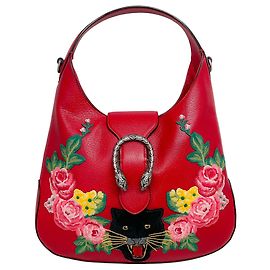 Bolsa Dionysus de couro vermelho Gucci com jaguar