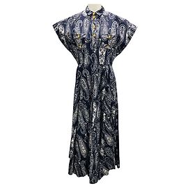 Vestido midi de algodón estampado paisley multicolor marino de Giambattista Valli