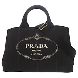 Prada Canapa Schwarze 2-Wege Tote-Tasche