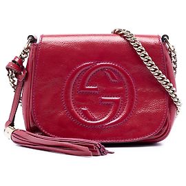 Gucci Pink Small Patent Soho Chain Flap Crossbody