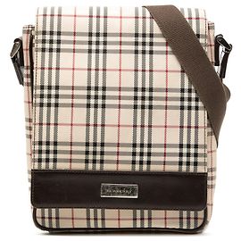 Borsa a tracolla in tela a quadri marrone Burberry