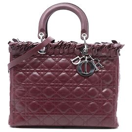 Dior Rosso Grande Borsa in Agnello Cannage Fiocco Lady Dior