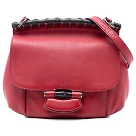 Gucci Rosso Medio Pelle Bamboo Nouveau Frange Crossbody