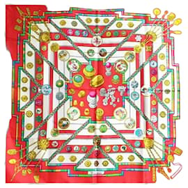 Hermes Silk Scarf in Red and White - Hermès
