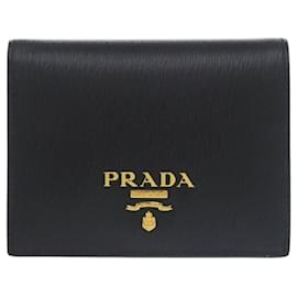 Billetera bi-fold de cuero Vitello Move de Prada