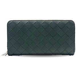 Portafoglio lungo Intrecciato Bottega Veneta in verde kaki