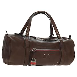 Chloé Mr Paddington Bolsa de Mão de Couro Marrom Prata Auth 162866V
