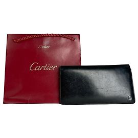 Vintage Cartier Leather Card Holder / ID Holder Black