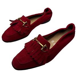 Mocassini / Ballerine in Pelle Scamosciata Vintage Gucci con Bit Rosso