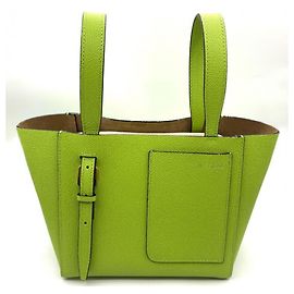 Borsa a spalla micro a secchiello Valextra in verde mela