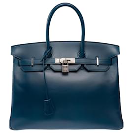 Borsa HERMES Birkin 35 in Pelle Blu - 103221 - Hermès
