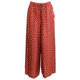 Max Mara Robin weit geschnittene Hose mit Tigerdruck aus burgunderfarbener Seide