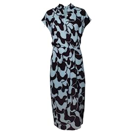 Vestido maxi azul claro e marrom de Dries van Noten