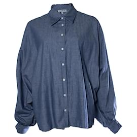 Autre Marque Sosue, camicia blu oversize con maniche a battente
