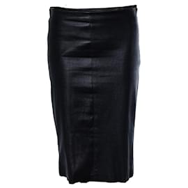 The Row, falda midi de cuero con cremallera