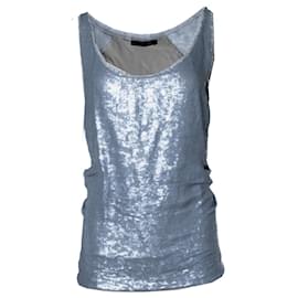 Top in paillettes metalliche grigie Donna Karan