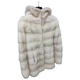 Autre Marque Chaqueta de visón blanco con capucha