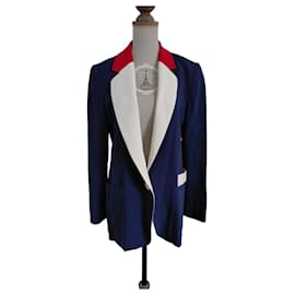 Autre Marque MODETROTTER Blazer azul marino con cuello contrastante