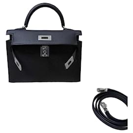Hermès Mini Kelly Epsom Schwarz Silber Hardware