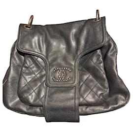 Borsa Chanel Flap Nera in Cotone