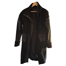 Cappotto Oakwood in lana e pelle nera