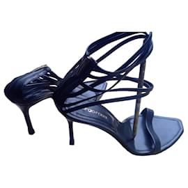 Sandali Sergio Rossi in pelle nera con tacco 10 cm
