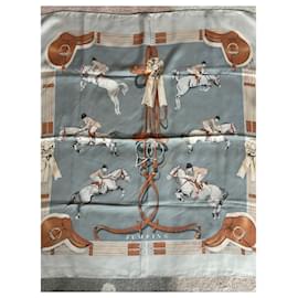 Foulard in seta Hermès Jumping Marrone Beige Bianco