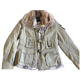 Météo Khaki winter jacket with fur collar and lining